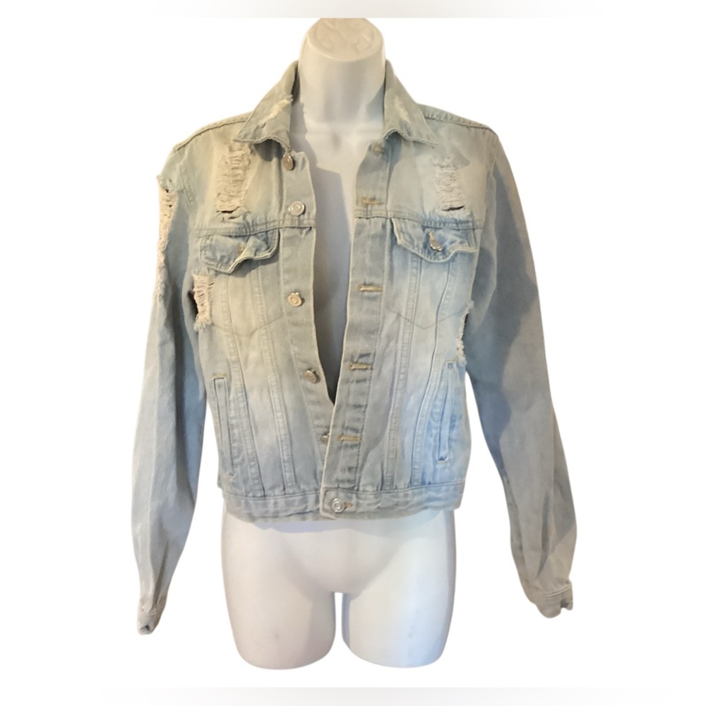 Love Tree distressed denim jacket. S